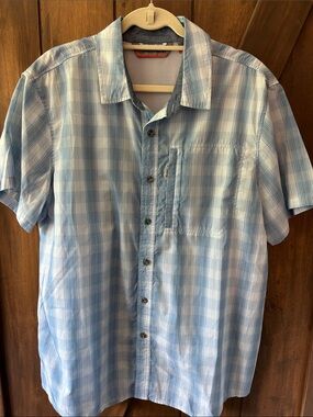 Free Country Light Blue Plaid Short-Sleeve Button-Up Shirt